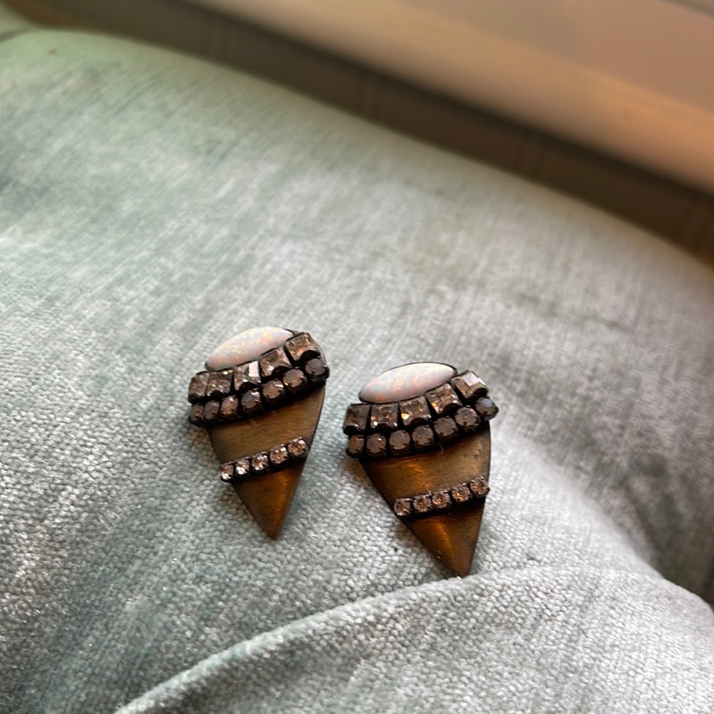 Anthropologie earrings purchased online.. Brass with opals and rhinestones.